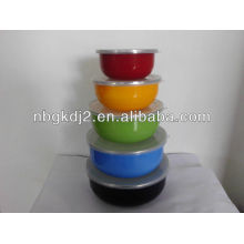 5pcs promotion enamel bowl set with colorful